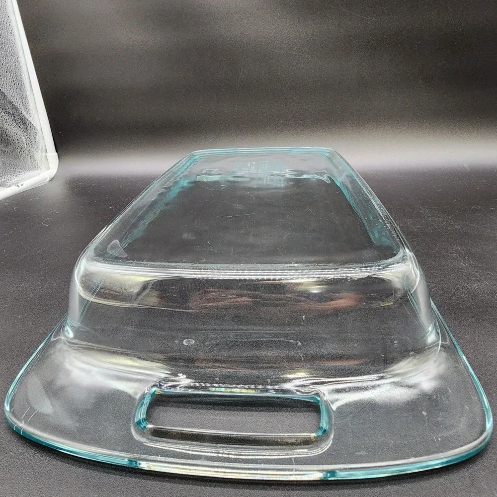 VTG USA Pyrex 3qt 9x13 Clear Blue Tint Glass Rectangular Casserole Baking Dish
